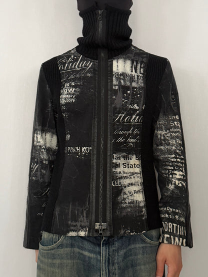 Vintage EIKO KONDO Mix Material Jacket Black Size 42
