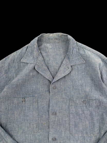 U.S.NAVY 1970s Selvedge Chambray Shirt Size L