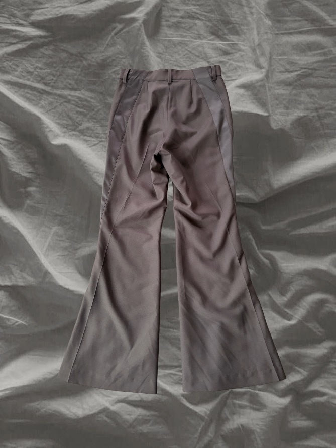 sacai AW23 Polyester Wool Curved Flare Pants Beige Size 1