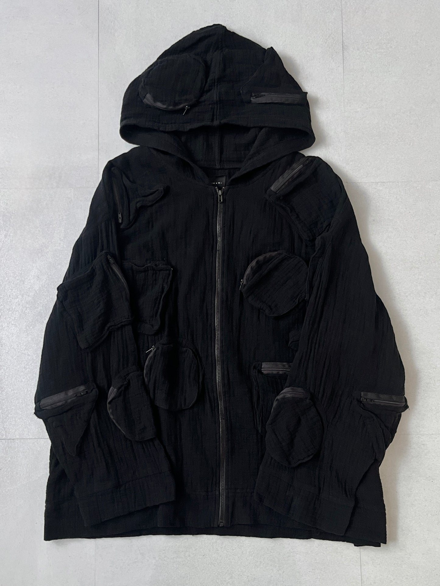 Vintage IKUMI Gimmick Zip Hoodie Black Size XL