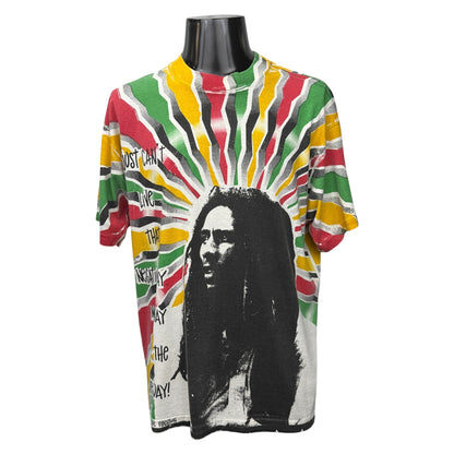 BOB MARLEY 90s USA All-Over Print T-Shirt Size XL