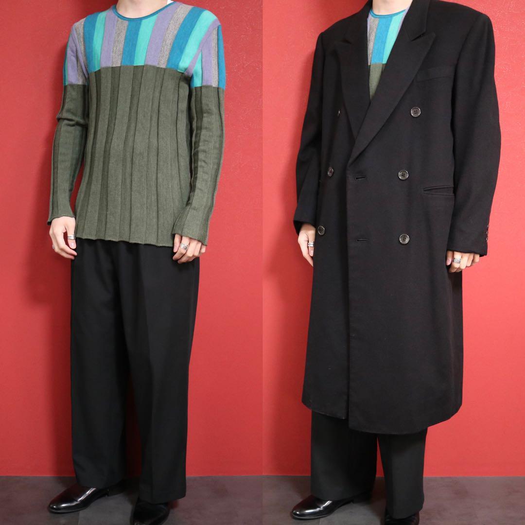 Issey Miyake Green Stripe 3D Pleated Knit Size 4