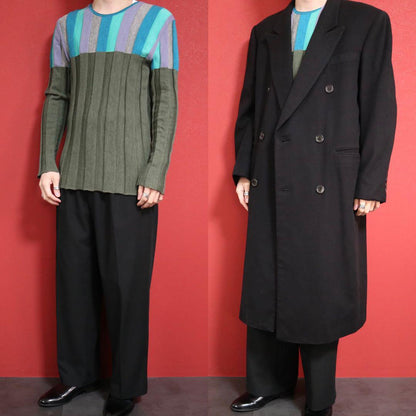Issey Miyake Green Stripe 3D Pleated Knit Size 4