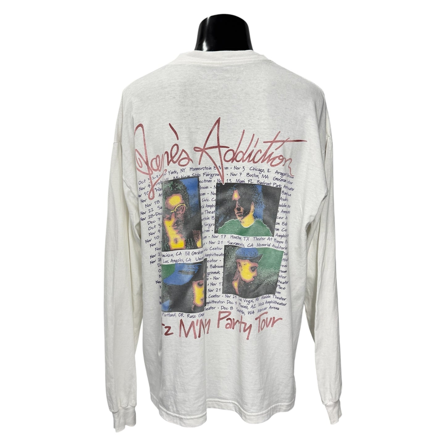 JANE'S ADDICTION 90s Vintage Tour Long Sleeve T-Shirt White Size XL