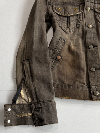 Midas Distressed Faded Denim Jacket Size M