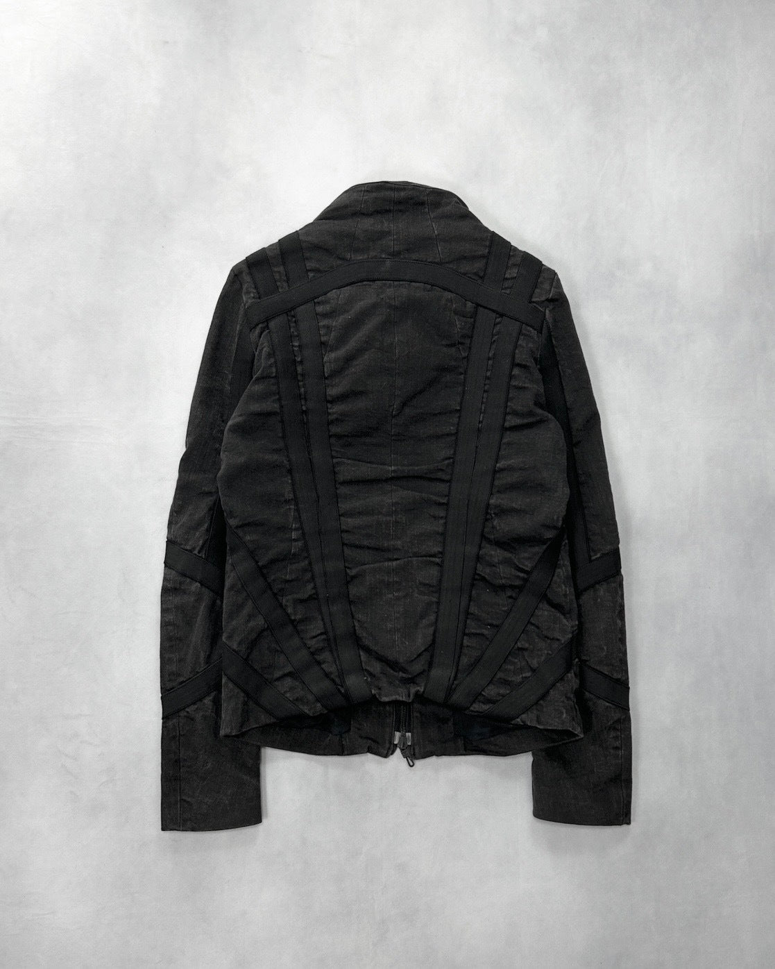 Dirain 2010s Cross Tape Zip Jacket Cotton Blend Black Size 1