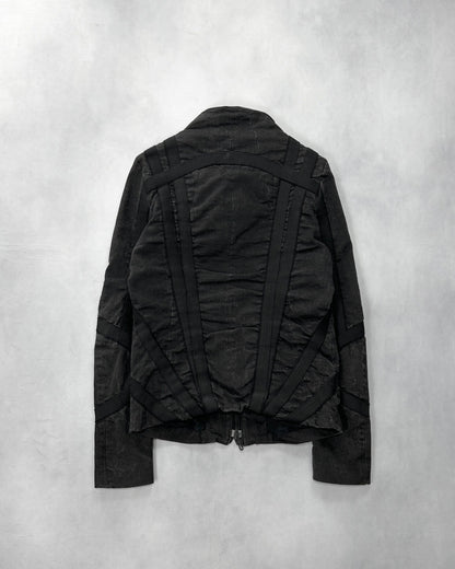 Dirain 2010s Cross Tape Zip Jacket Cotton Blend Black Size 1