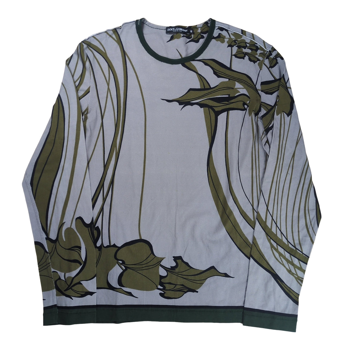 DOLCE&GABBANA Art Print Oversized Long Sleeve T-Shirt Gray Size 48