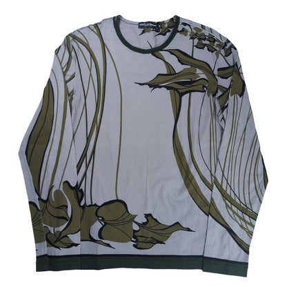 DOLCE&GABBANA Art Print Oversized Long Sleeve T-Shirt Gray Size 48