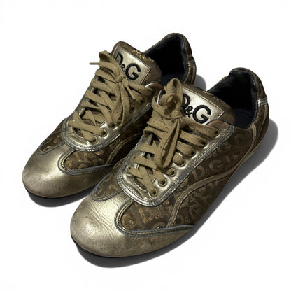 Vintage 00s Dolce&Gabbana SWAN Gold Sneakers