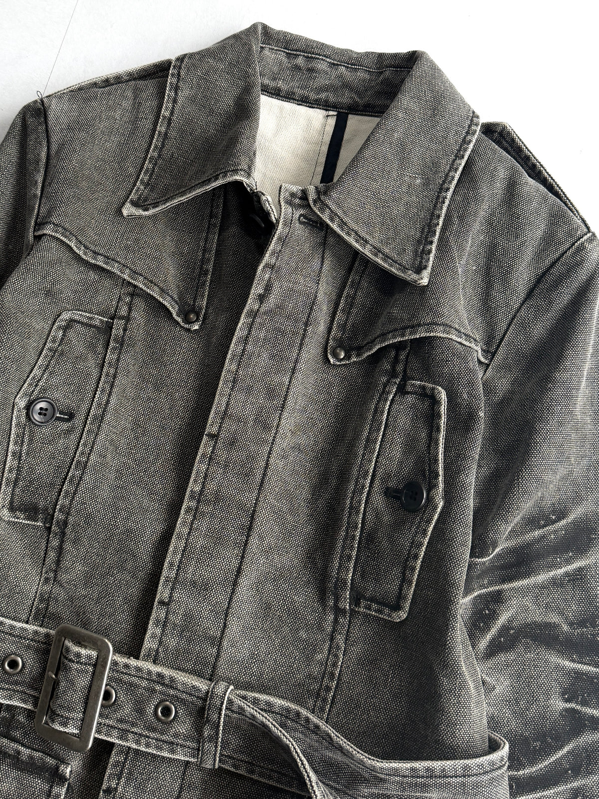 5351 POUR LES HOMMES Washed Belted Denim Jacket Size 3