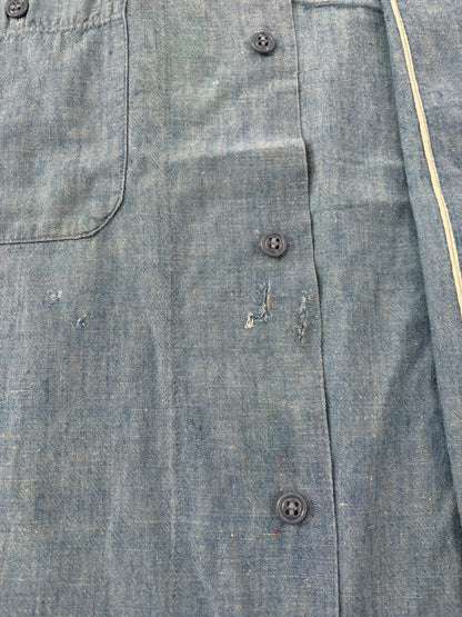 US NAVY chambray shirt 50s Petty Stencil Shirt Size L