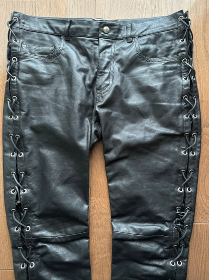 Saint Laurent AW14 Lace Up Cowhide Leather Pants