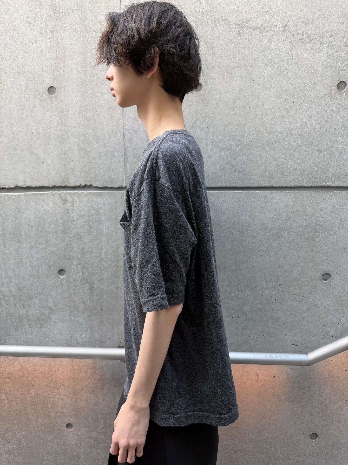 COMOLI SS16 Open-End Cotton Pocket T-Shirt Black Size M