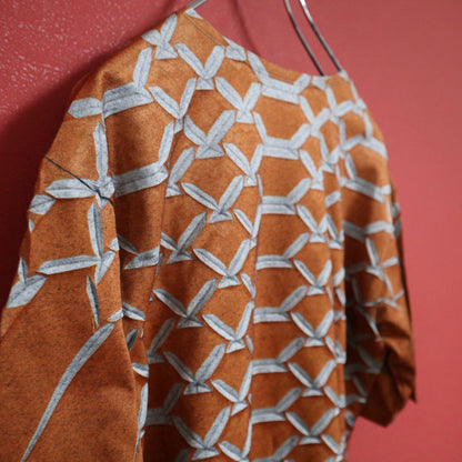 Issey Miyake Archive Patterned Pleated Orange T-Shirt Size 2