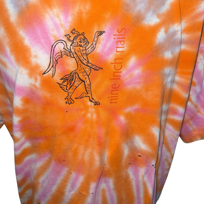 NINE INCH NAILS 90s Spiral Tie-Dye Creature T-Shirt Size XL