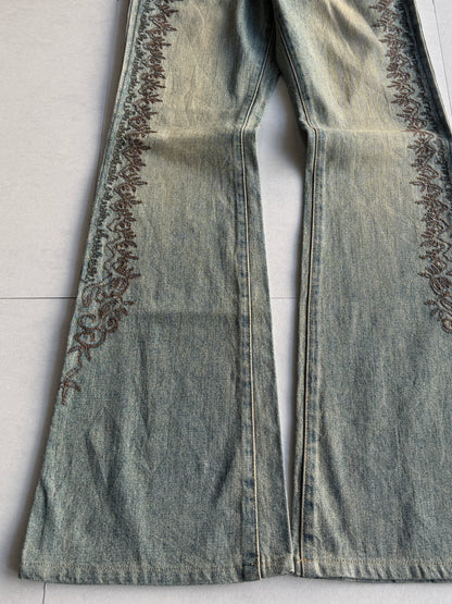 MORGAN Embroidered Flared Denim Size S