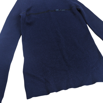 PRADA Navy Logo Line Crew Neck Wool Knit Size 40