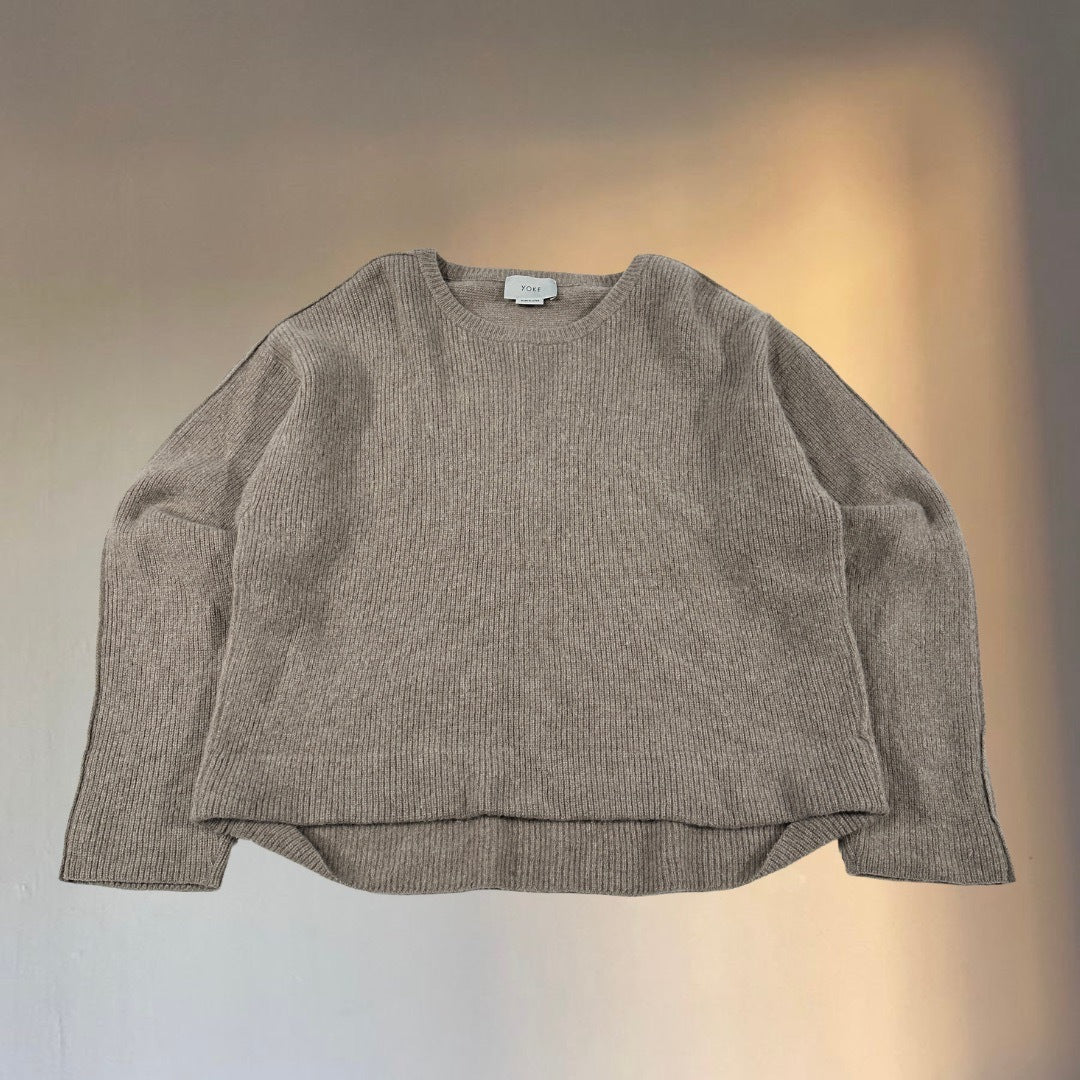 YOKE 19AW Beige Alpaca Wool Crewneck Knit Sweater Size M