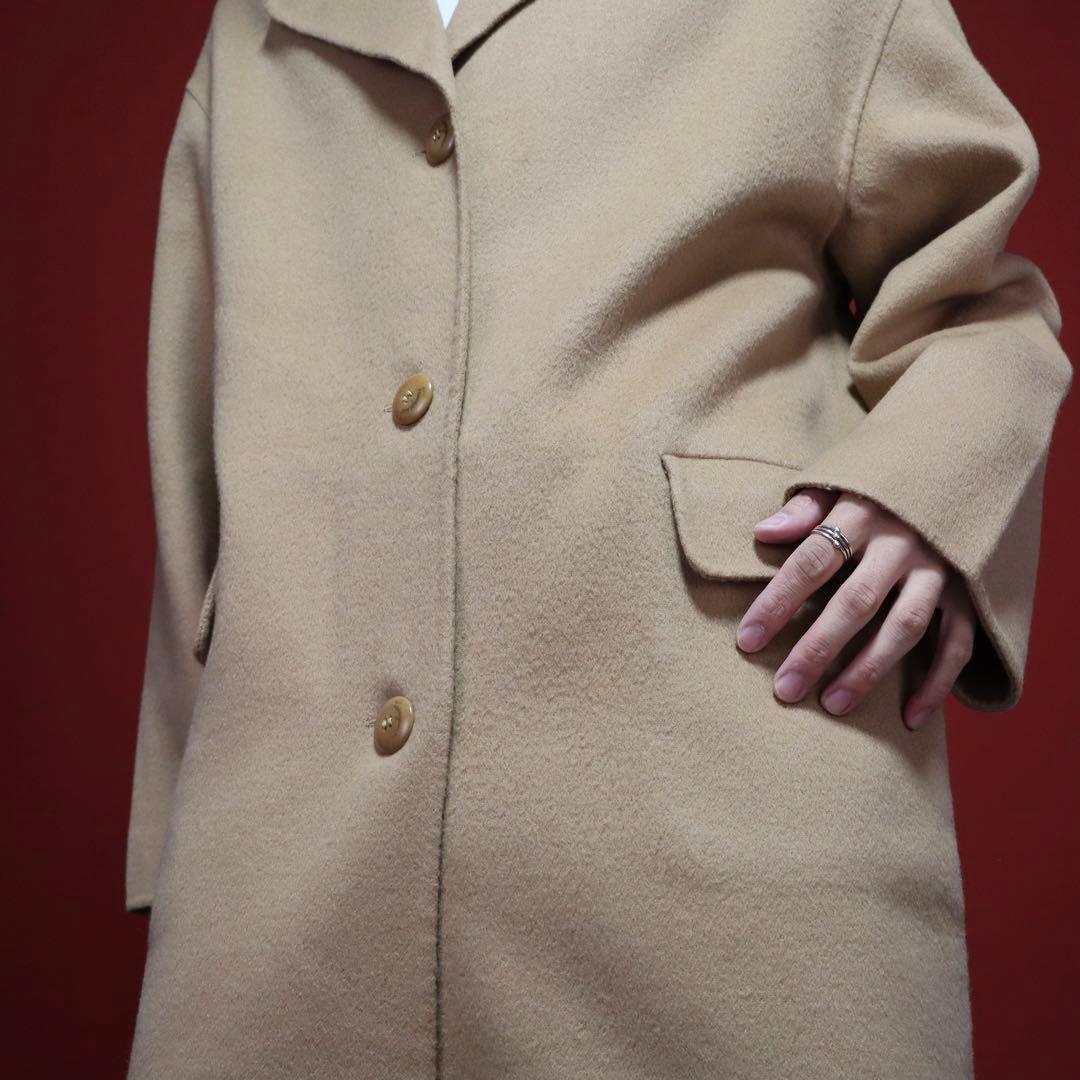 Salvatore Ferragamo Beige Wool Chesterfield Coat Size 40