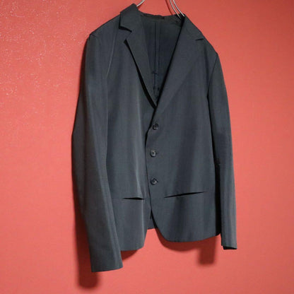 Y's Grey Deconstructed Slit Pocket Tailored Jacket Size 3