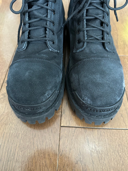 balenciaga Distressed Canvas Combat Strike Boots