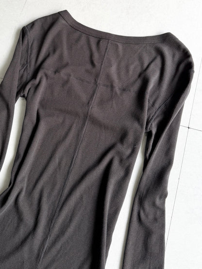 addaptation Ribbed Deep V-Neck Long Sleeve