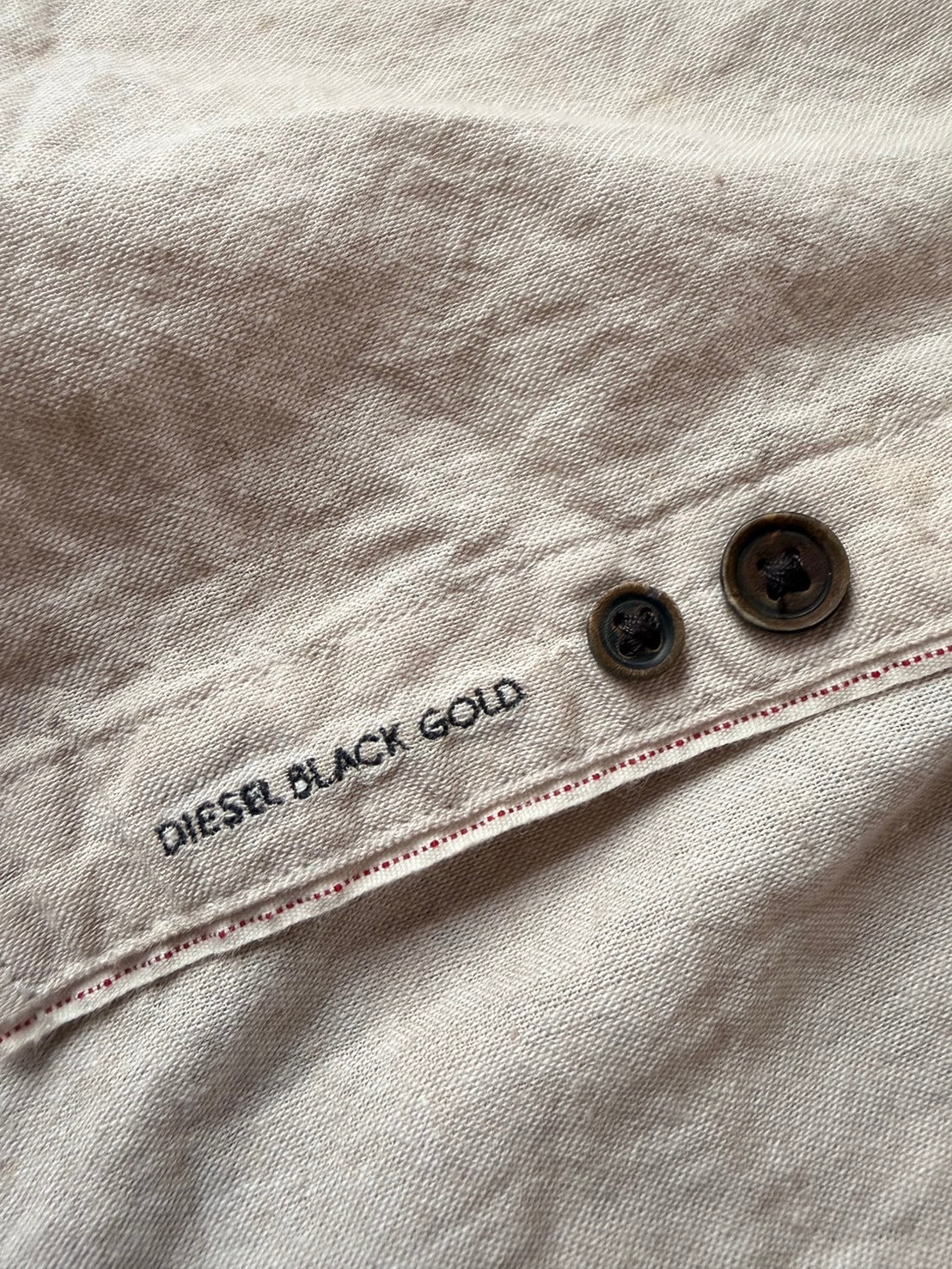 DIESEL BLACKGOLD Cotton Linen Raw Edge Sleeve Shirt Size 48