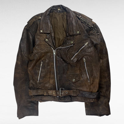 USED Brown Genuine Leather Double Rider Studs Size M