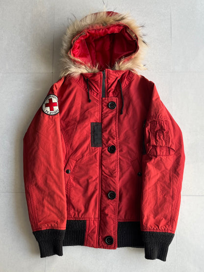 Avirex Red Gimmick Fur Jacket Size M