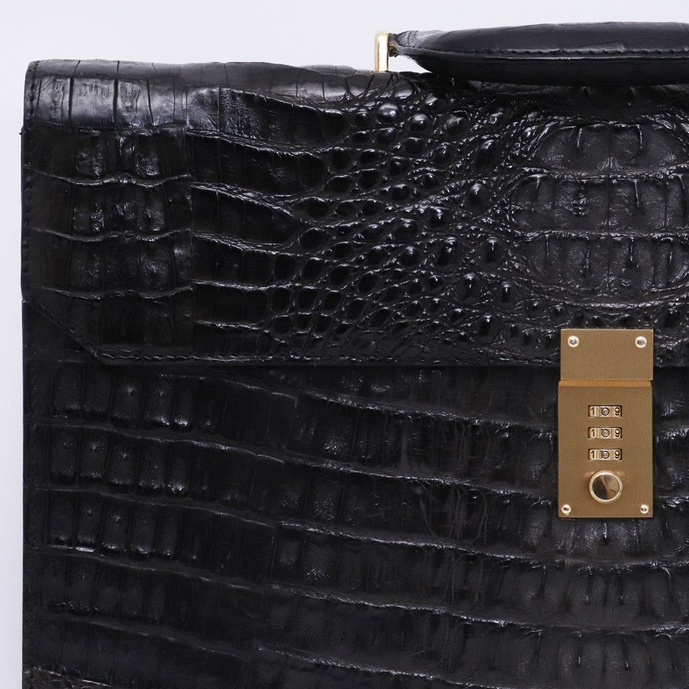 RODANIA Crocodile Dial Lock Briefcase Black Size F