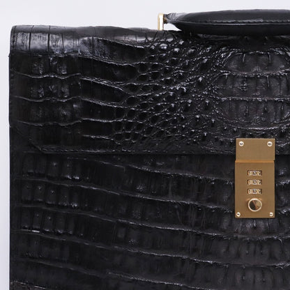 RODANIA Crocodile Dial Lock Briefcase Black Size F