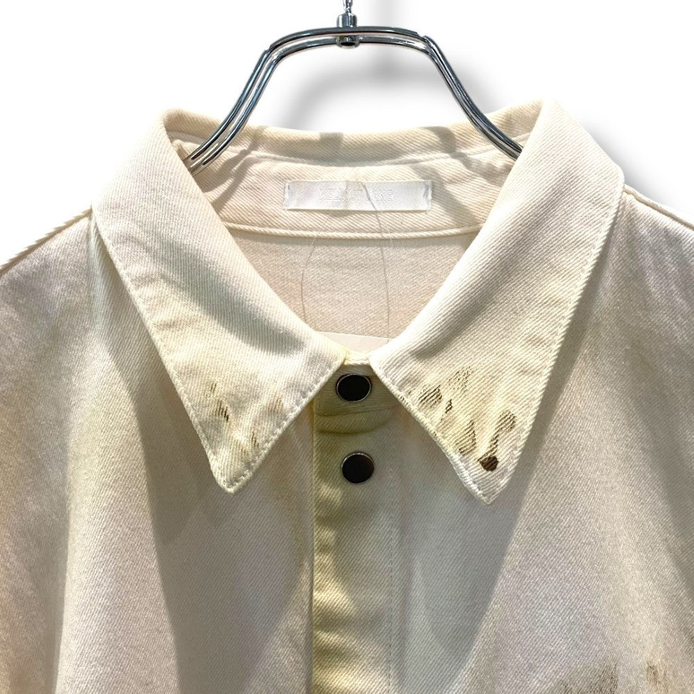 Helmut Lang Long Sleeve Painted Denim Shirt Jacket Ivory Size 38