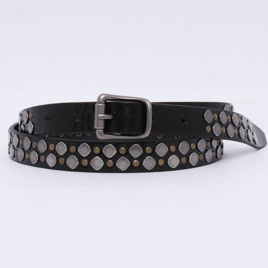 LEMAIRE Rio Studs Narrow Cow Leather Belt Dark Brown Size 90