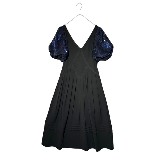Self Portrait S/S Crepe Trimmed Dress Black/Navy Size UK06
