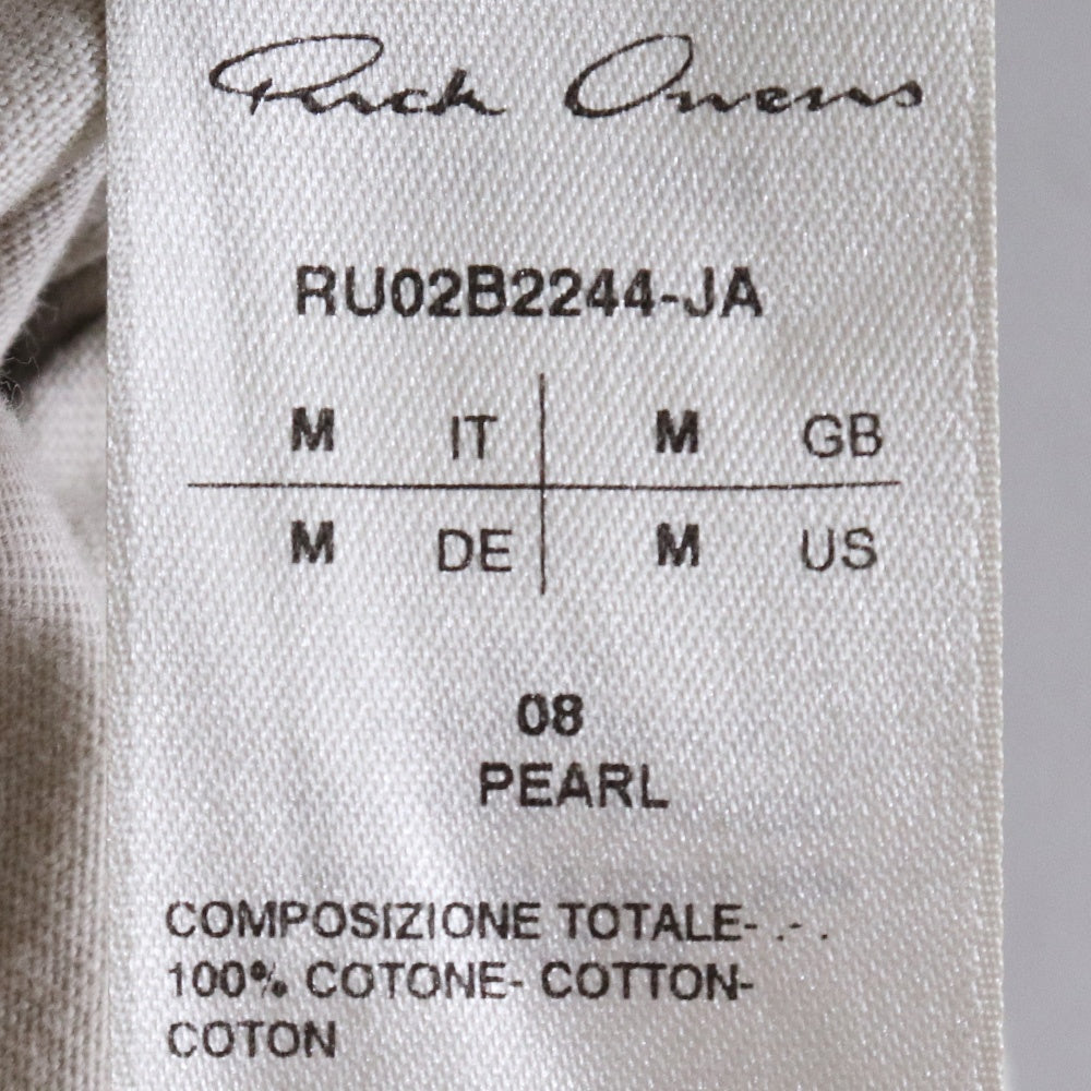 RICK OWENS Grid Crewneck T-Shirt Ivory Size M