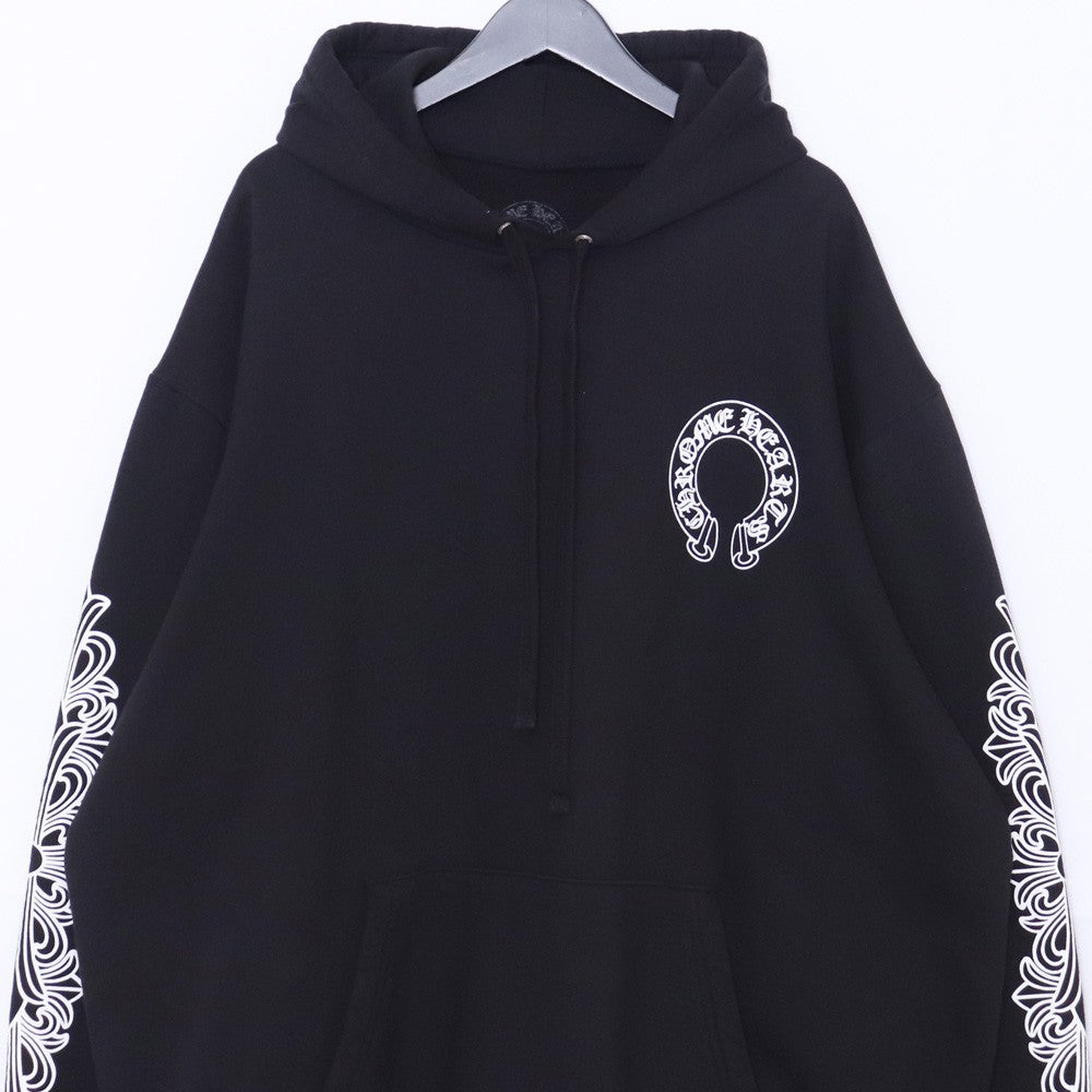 CHROME HEARTS Horseshoe Floral Cross Hoodie Black Size XXL