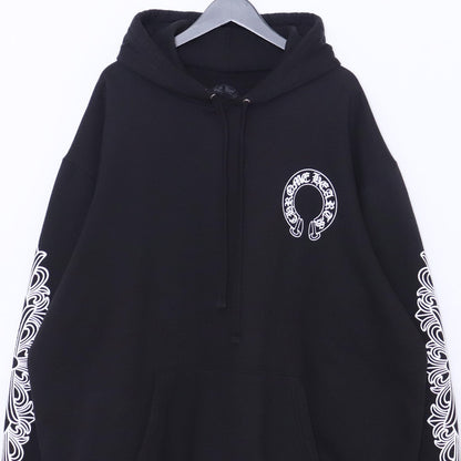 CHROME HEARTS Horseshoe Floral Cross Hoodie Black Size XXL