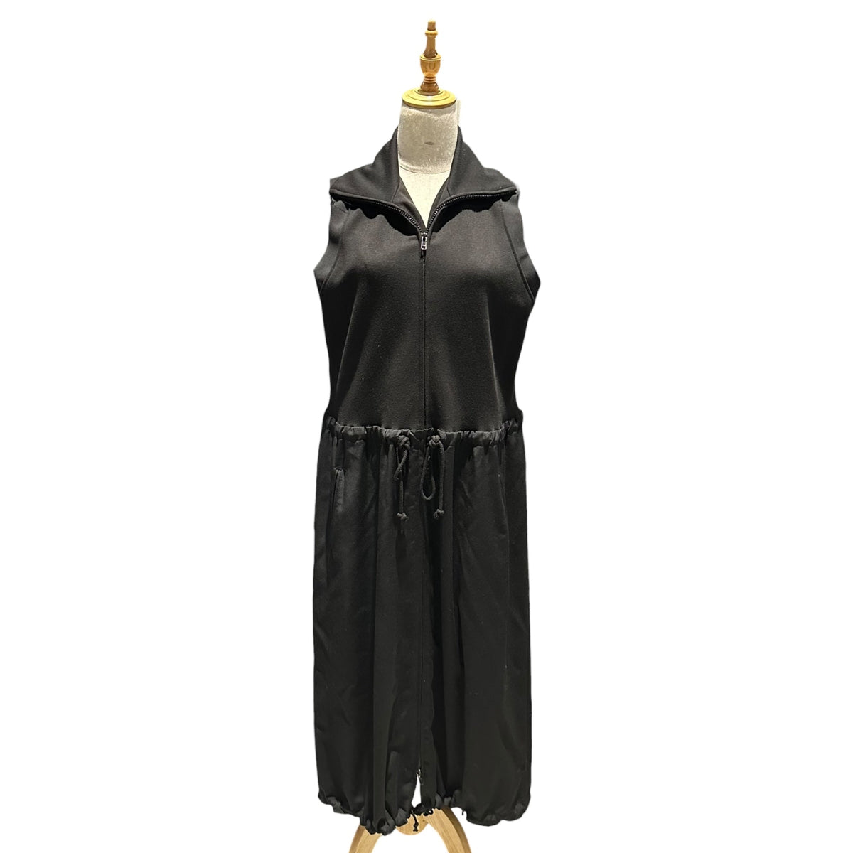 Y's 22AW Wool Gabardine Combination Dress Black Size 1