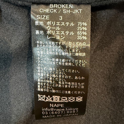 NAPE Broken Check Shirt Jacket Gray Black Size 3