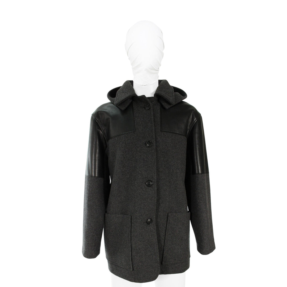 Celine CÉLINE by Phoebe Philo Wool Leather Coat Gray Size 40