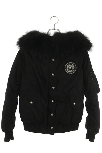 miumiu Belted Bijou Fur Hood Jacket Black Size 36