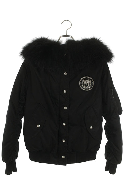 miumiu Belted Bijou Fur Hood Jacket Black Size 36