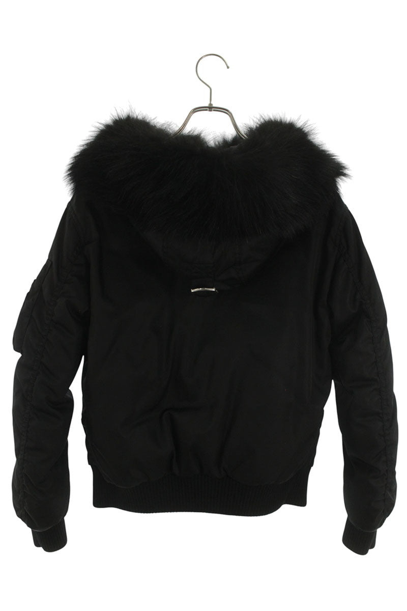 miumiu Belted Bijou Fur Hood Jacket Black Size 36