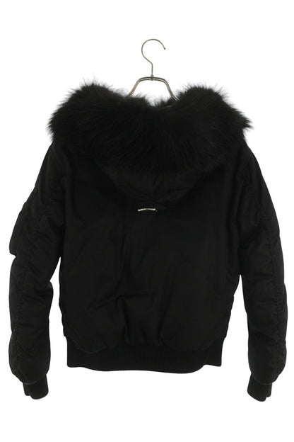 miumiu Belted Bijou Fur Hood Jacket Black Size 36