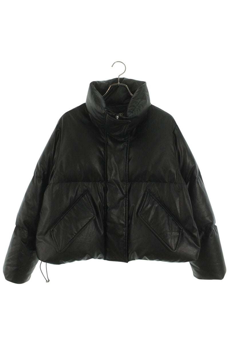 MM6 24AW Faux Leather Cropped Down Jacket Black Size S