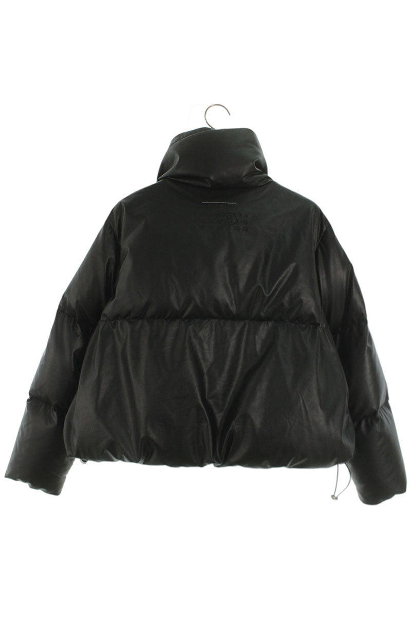 MM6 24AW Faux Leather Cropped Down Jacket Black Size S