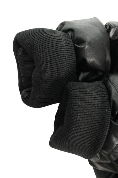 MM6 24AW Faux Leather Cropped Down Jacket Black Size S