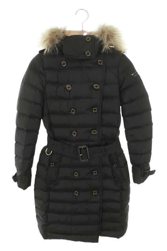 Burberry Fur Trim Long Down Jacket Black Size XXS