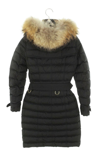 Burberry Fur Trim Long Down Jacket Black Size XXS